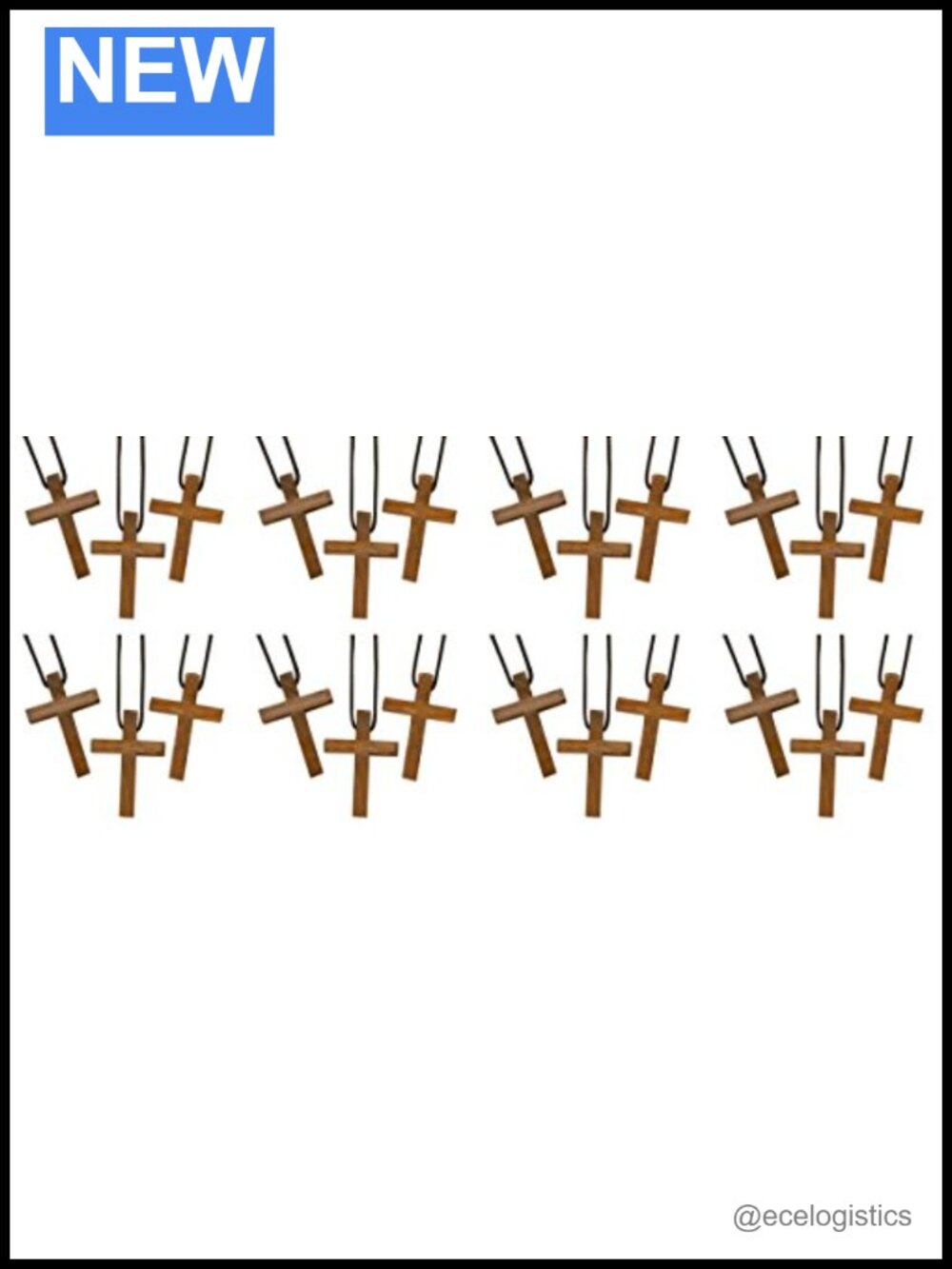 Wooden Latin Cross Pendant on Nylon Cord Necklace